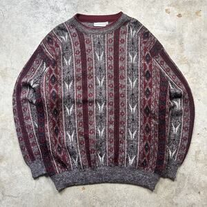 Vintage 90s JJ Cochran Coogi Style Knit Striped Sweater Size XL